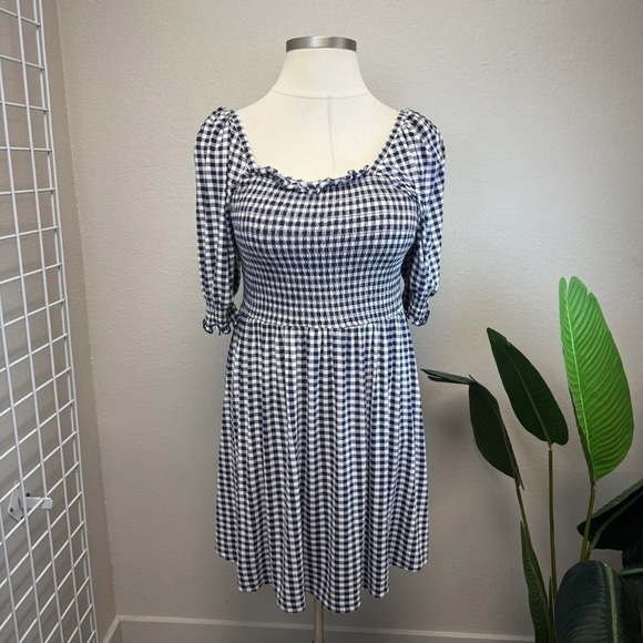 Draper James Blue & White Gingham Dress - Size Large - Picture 5 of 6